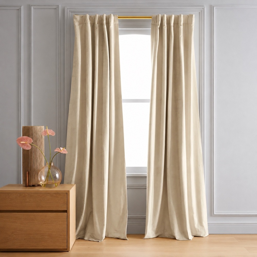 Quince Lustre Velvet Curtain Panel 48x96 Champagne Room‎ Darening Drape Luxury